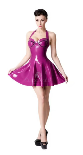 Womens purple latex halter - purple,