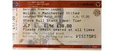 TICKET 2009/10 Wolves  v Manchester United League - Utd Section