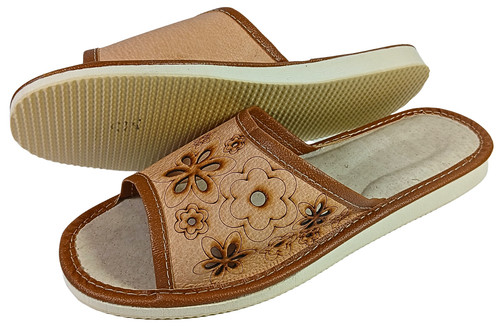 Natural leather slippers for - slippers,