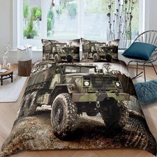  Camouflage truck Duvet Quilt Cover Pillowcase Double Bedding Set