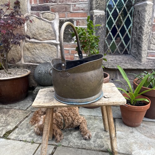 Vintage brass coal scuttle - brass,