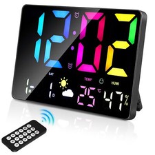 Xakay Digital Wall Clock LED Large Display with Remote Control, 12inch Desk Cloc