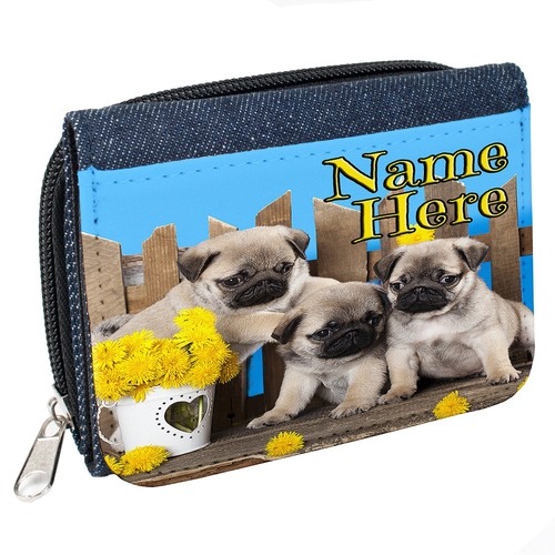 Personalised girls purse pugs - girls,