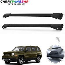 Fit 2007-2017 Jeep Patriot Roof Rack Cross Bars Black Alu Pair