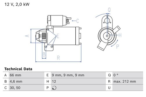 Bosch starter motor - starter, 12v