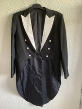 Vintage Beno Dorn Chester 50s Tailored Tail Coat Black White Collar 44” Costume