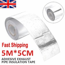 5M*5cm/Roll High Temp Bandage Exhaust Heat Wrap Manifold Downpipe Tape Silver UK
