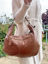 Maria Carla Tan Cognag Leather Shoulder Large Bucket Bowling Tote Bag