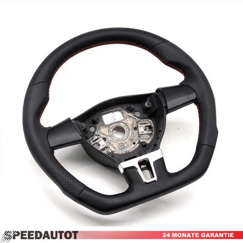 Flat leather steering wheel - leather,