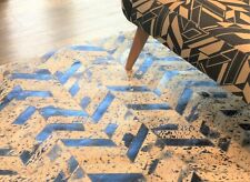 Bunkar Handmade Leather Cowhide Rug Blue Metallic Chevron