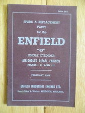 ENFIELD 85 SINGLE MK I II III CYLINDER DIESEL ENGINE SPARE PARTS LIST BOOK 1958
