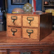 Vintage Oak Four Drawer Card