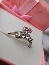 Dainty Silver Finish Ring Sparkly Faux Cubic Zirconia Fashion Jewellery Gift Box