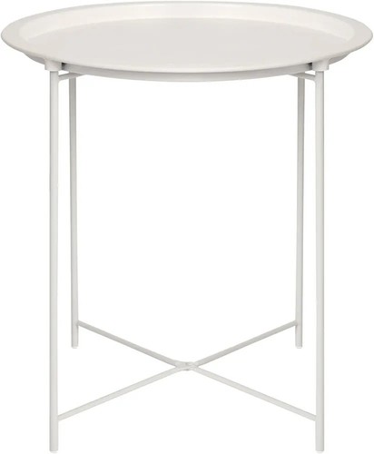 White metal round side - metal, coffee