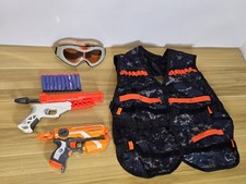 Nerf Gun Bundle Firestrike, Doubledown Pistols + Jacket Glasses Goggles + Darts