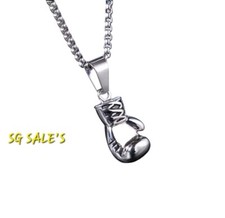 Boxing Glove Necklace Silver