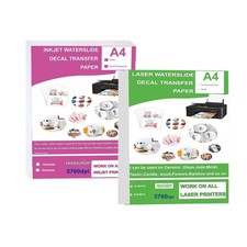 10 Sheets DIY A4 Inkjet Waterslide Decal Transfer Paper White Clear Laser Waters