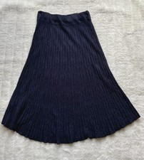 White Stuff Skirt 12 Grey Midi Knit Elasticated Waist Autumn Winter Retro Dip