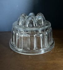 Vintage Round Glass Jelly Mould With Star Medium