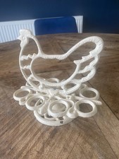 Vintage French Cream Cast Iron Chicken Egg Holder 8 Eggs - In Good Condition