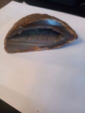 Quartz and Agate Crystal Geode Half Display Stone Natural Rough ,4.5 Inches 11oz