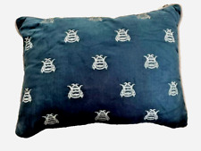 New M&S Velvet Teal  Embroidered Bee Cushion Cover & Pad 40cm x 30 cm