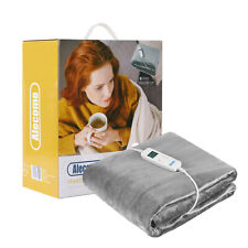 Silver Grey Electric Heated Throw Blanket 10 Heat Settings Washable Fleece Timer