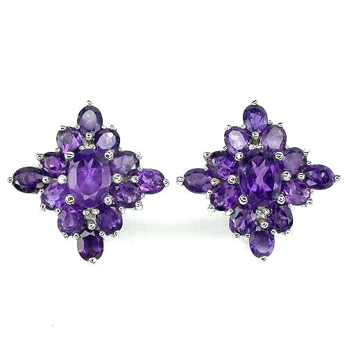 Silver earrings amethyst - silver,