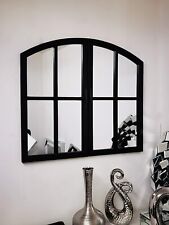 72x65CM WINDOW STYLE MIRROR LIVING ROOM DECOR HALLWAY GARDEN WALL GLASS (BLACK)