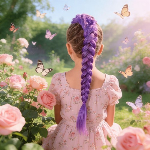 Purple clip braided - clip-in,