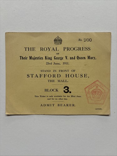 Antique 1911 coronation ticket - antique,