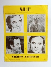 CHARLES AZNAVOUR  SUPERB SIGNED  SHEET MUSIC By The French Music  Star 