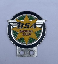 VINTAGE 1970s BSA OWNERS CLUB MOTORCYCLE/CAR BADGE~BANTAM/ROCKET/GOLD STAR/FLASH