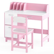 Children Wooden School Learning Table Writing Desk-Pink