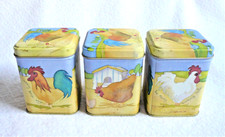 Set of 3 Tin Plate Gift / Storage Boxes / Tins HENS CHICKEN ROOSTER by Emma Ball