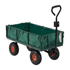 Heavy Duty 300KG Large Garden Tool Trolley Cart 4 Wheels Barrow Quad Trailer UK