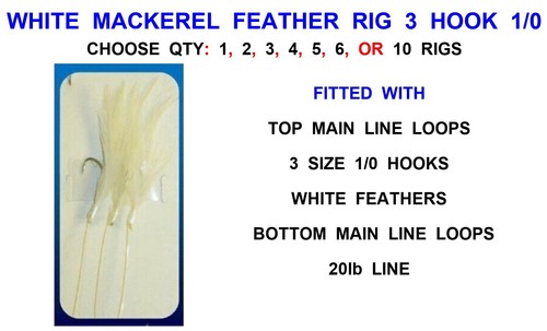 White feather rig - white, 1/0