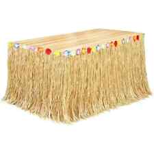 Hawaiian Party Grass Table Skirt & Flowers Hula Bar Decoration - CHOOSE LENGTH