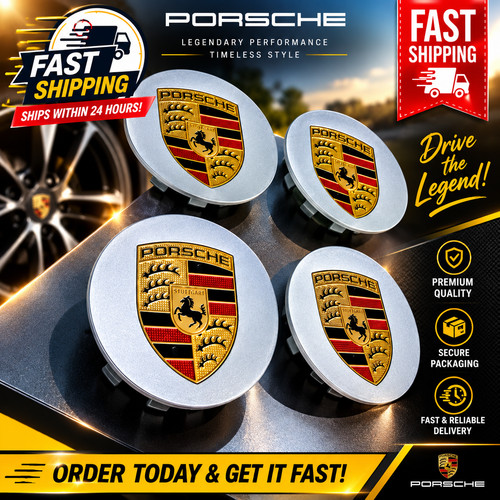 Porsche silver center caps - 4,