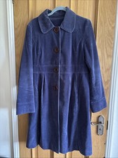 Women's Boden Blue Corduroy Coat With Beautiful Lining Size 14