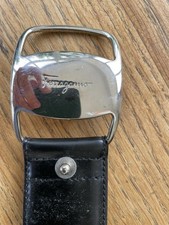 Women’s FERRAGAMO black leather VARA nickle buckle belt,  80cm/ M