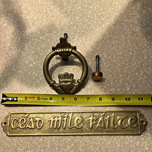 Antique brass ring door - antique,