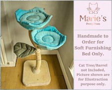 AQUAMARINE BLUE/TEAL, Rattan Cover/Cushions Bed Replacement for Flower Cat Trees