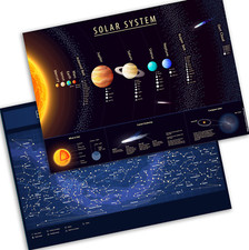 Solar System Educational A3 Poster Educational Wall Chart Print - FREE STAR MAP