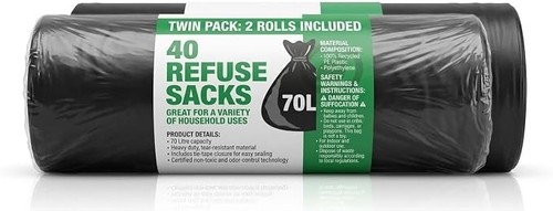 70l refuse sacks twin - refuse, –