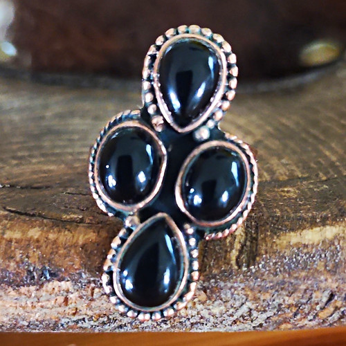Copper black onyx bezel set - onyx,
