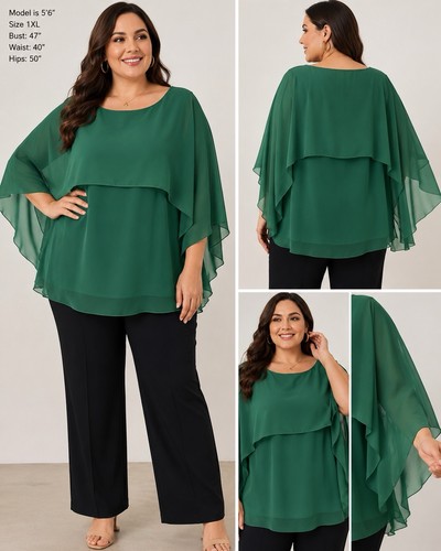 Green chiffon cape overlay - green,