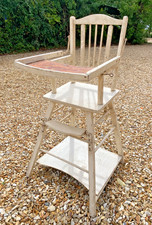 Child's High Chair Wooden converts to a Seat & Table. Vintage Display Item