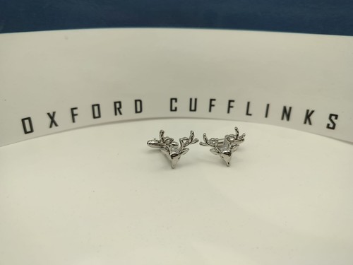 Silver stag cufflinks wedding - silver,