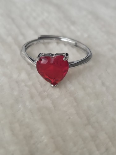 Red crystal heart sterling - red,